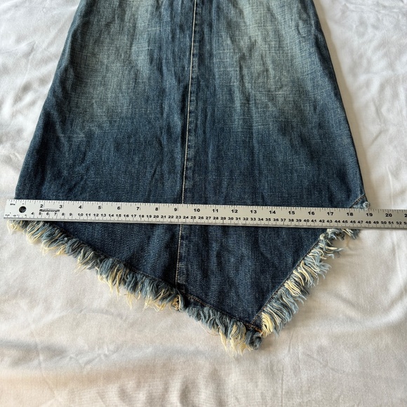 Miss Sixty Vintage Y2K Denim Asymmetric‎ Midi Jean Skirt Frayed Hem XS Festival - Picture 14 of 16